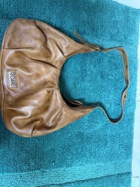 ROAN Genuine Leather Tan Shoulder Hobo Bag